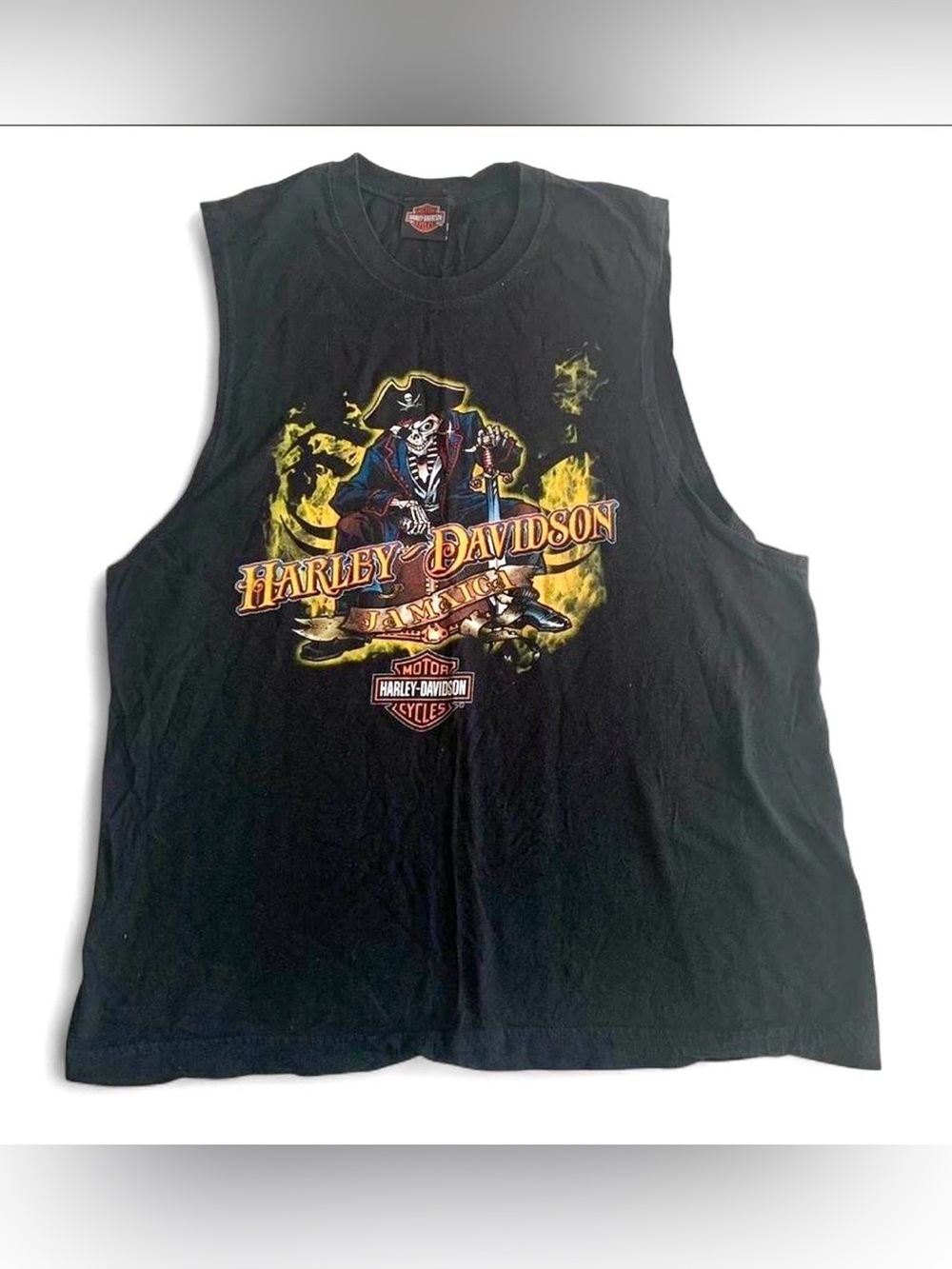 Harley-Davidson Jamaica Black Tank With Pirate Skull Graphic